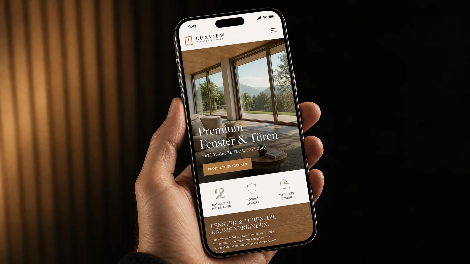 Website-Gestaltungsbeispiel Fenster und Türen