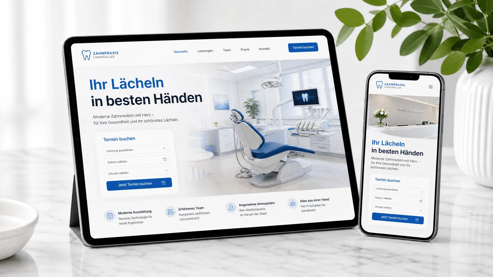 Website-Gestaltungsbeispiel Zahnarztpraxis