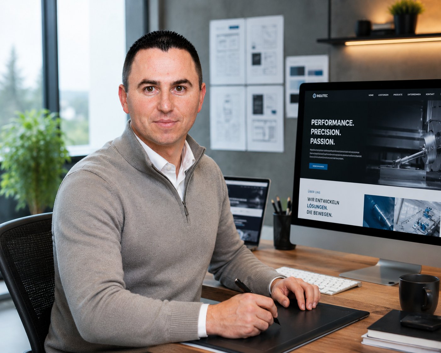 Mariusz Moczek — Gründer von MOCwebdesign, im modernen Büro